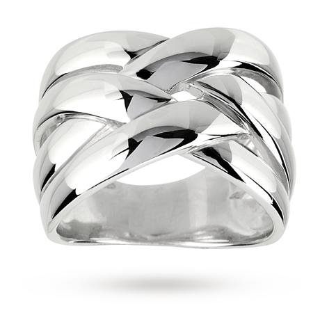 Sterling Silver Crossover Dress Ring - Medium