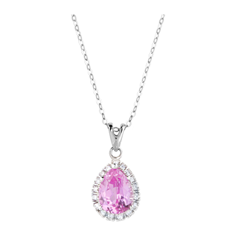 9ct Gold Pink Sapphire and Diamond Pendant