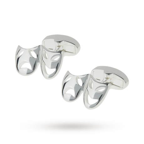 SILVER Plated Theatre Masks Cufflinks N43-FB-SP