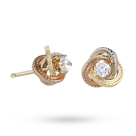 Goldsmiths 9ct Three Colour Gold Stud Earrings