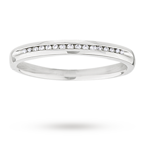 For Her - Ladies diamond set 2mm wedding ring in 18 carat white gold