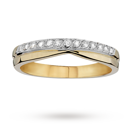 ... - Ladies diamond set shaped 4mm wedding ring in 18 carat yellow gold