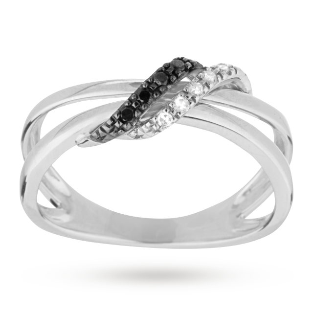 ... ring with diamond twist set in 9 carat white gold - Ring size J