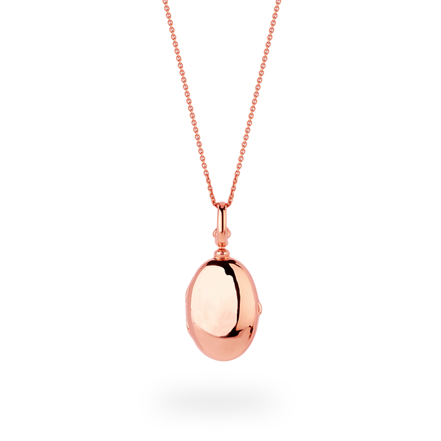 Goldsmiths 9ct Rose Gold Oval Locket Pendant